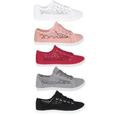 Mujeres Damas Suelas Plimsoles Floral Lona Tenis Encaje Plimsolls Playa Verano Zapatos