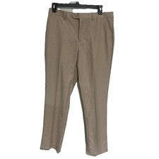 Retro Paris Hombres BEIGE Frente Plano Sólido Traje Pantalones Vestido Pantalones Talla 38X32" Nuevo con Etiquetas