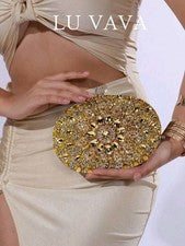 Mujer Brillante Lujoso Bolso de Mano con Estrás, Cartera de Mano, Elegante para la Noche
