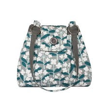 Bolso Ava de Hombro de Lona Floral Cuadrado Tierra con Botón Grueso a Juego Regalo