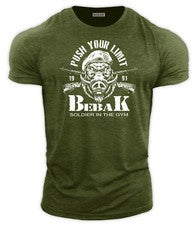 Camiseta Hombre Manga Corta NUEVA Bebak In The Gym Militar Soldado Estilo Algodón