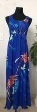 NUEVO GERI C. New York Mujer Azul Multicolor Floral Maxi Vestido Talla S Ret $120.