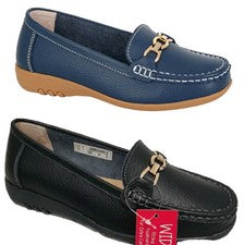 Zapato Mocasines de Cuero Boulevard Damas Extra Anchos Ajuste EEE Informal Cómodo Talla 3-9