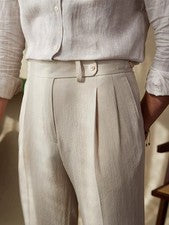 Moda Italiana Hombres Nápoles Pantalones Cintura Alta Vestido Pantalón Transpirable Lo último