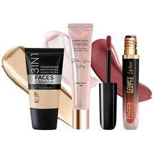 FACES CANADA Celeb Glow Combo Crema Estroboscópica Base Lápiz Labial Set Paquete de 3