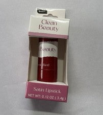 Lápiz labial satinado b.pure Clean Beauty clásico rojo NUEVO en caja .12 oz 3.4 g