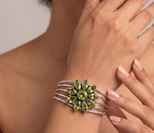 Brazalete brazalete brazalete de plata de ley 925 con piedras preciosas de peridoto verde joyería hecha a mano