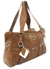 Bolso de Hombro Grande Damas Cuero de Vaca Genuino Cuero Real Tachonado Multi Bolsillo