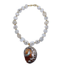 Collar colgante blanco ágata druzy rebanada concha diseñador mujer collar joyería
