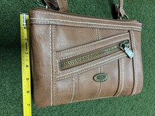 Bolso Bandolera Estilo Cuero Cosido B.o.c Marrón Nuevo Estado. Mujer