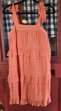 Vestido Solero Midi Para Mujer Clásico Coral Naranja Sin Mangas Talla S Nuevo Con Etiquetas