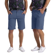 Pantalones Cortos Chinos Para Hombres Azul Pálido Elastizados Algodón Calce Ajustado Informales Verano Medio Pantalón
