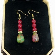 Pendientes BAILYSBEADS Noble Rubí & Sunset Ágata Pendientes Pendientes Plata 925 Chapado en Oro