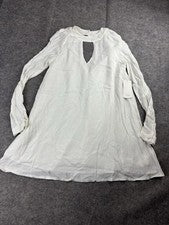 Mini Vestido TOBI Para Mujer S Blanco Ojo de Cerradura Línea A Fluido Chic Boho Costero Hippie VER