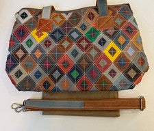 Bolso de mano colorido informal de cuero para mujer de diseñador 17'X12'