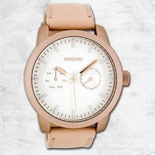 Oozoo Reloj De Pulsera Para Dama Timepieces Analógico De Cuero Rosa Oro UOC8256A