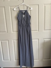 NUEVO CON ETIQUETAS VESTIDO WAYF línea A gris grisalla ribete de encaje para mujer talla S