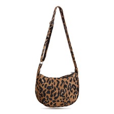 Bandolera FITDON Pana Media Luna para Mujer, Eslinga Pequeña L, Leopardo