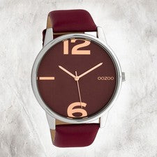 Oozoo Cuero Reloj de Mujer C10373 Análogo Cuarzo Pulsera Rojo Vino UOC10373