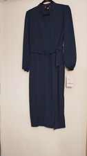 Nuevo Vestido de Fiesta Maison Tara Para Mujer Azul Marino Multi Dividido Cinturón Talla 10