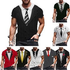 Falso Traje Pajarita Gran Tamaño Impreso en 3D Camiseta Hombre Mujer Moda Informal Prendas para el torso