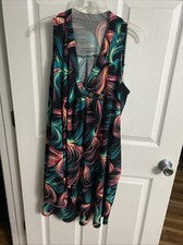 Vestido Aloha Hawaiano Moda Mujeres OS Imitación Envoltura Negro/con Patrón Encubrimiento Nuevo con Etiquetas