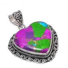 Colgante de joyería de plata de ley 925 con piedras preciosas turquesa de algodón caramelo 2,09" u141