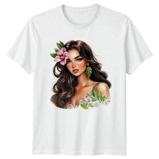 Mujer Con Orquídea Moda Hombre Camiseta Damas Camiseta Gráfica Unisex Top