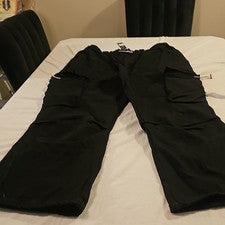 Moda Nova Para hombres Pantalones de Carga de Sarga de Algodón Negro Cintura Elástica Cordón 36