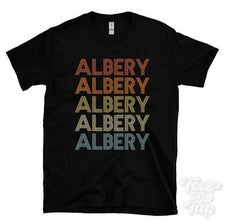 CAMISETA ESTILO RETRO REPETIDO ALBERY Hombre y Mujer Novedad Genial Nombre Regalo