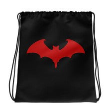 Bolso Cinch Rojo Vampiro Murciélago Estilo Gótico Halloween Cordón