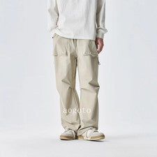 Pantalones cargo largos retro estilo japonés para hombre pantalones de exterior de gran tamaño con cordón