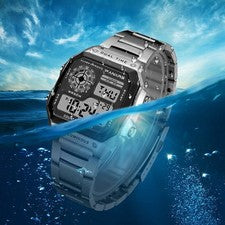 Reloj Hombre Sport Date Cuarzo Analógico Digital LED Acero Inoxidable Impermeable