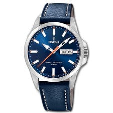 Festina Reloj Hombre F20358/3 Cuero Deportivo Reloj Clásico Azul UF20358/3