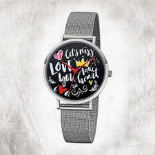 Regent Metal Reloj Mujer BA-516 -lets kiss- Reloj de Pulsera Plata Fancyline URBA516