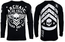 Camiseta Archaic By Affliction Para Hombre Manga Larga Cresta Fuerte S-4XL