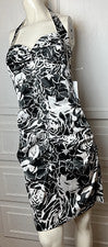 Vestido para mujer Niki by Niki Livas cuello en V cremallera correa negra blanca talla 8 nuevo con etiquetas