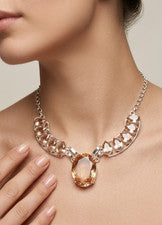 Collar de joyería de plata de ley 925 con piedras preciosas de morganita melocotón tamaño 17-18"