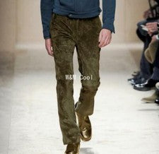 Pantalones largos formales de gamuza para hombre rectos de trabajo estilo vintage británico