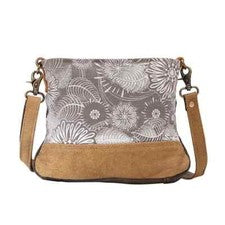 Bolso de hombro Saplings de lona y cuero - Cremallera superior - Correa de cuero ajustable - 12,5 pulgadas