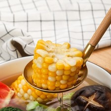 Acero inoxidable para cuchara coladora Hot Pot 304 grados 25,5 cm con mango de madera