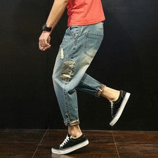 Hombres Jeans Denim Estilo Harén Pantalones Sueltos Pantalón Parche Informal Suelto Retro Moda