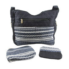 Conjunto de bolso de hombro y bolsa Canyon Sky para mujer de 3 piezas en denim estilo suroeste