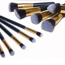Set de 10 brochas de maquillaje cosméticas base rubor cejas en polvo PRO Beauty