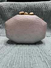Bolso sin asas para mujer Rafé plateado tejido piedra extraíble correa dorada Sofía