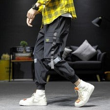 Hombres Carga Harén Pantalones Multi Bolsillo Japonés Pantalones Cónicos Moda Niño Hip Hop