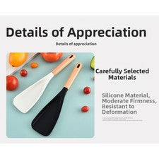 Icefavor Cuchara de Cocina Silicona Espátula para Sartenes Antiadherentes 31 cm Negro Blanco