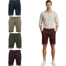 NUEVO Pantalones Cortos Chinos Para Hombres HILO DESGARRADO Algodón Verano Bermudas Enrollables Medio Pantalones Playa