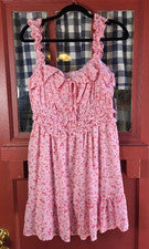 Mini Vestido Kingston Gris Para Mujer Clásico Rosa Floral Sin Mangas Talla XL NUEVO CON ETIQUETAS