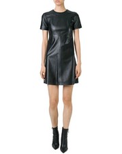 Vestido de cuero negro para mujer de piel de cordero suave real vestido de uso causal personalizado